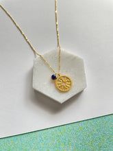 Wanderlust Medallion Necklace with Lapis or Smoky Quartz Gemstone